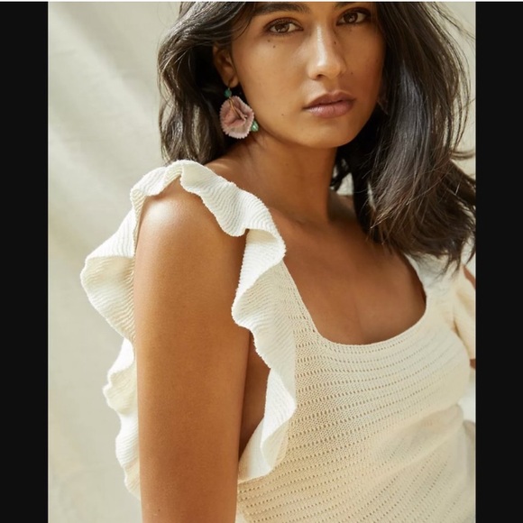 Anthropologie White Crochet Mini Ruffle Dress - Size S - Picture 3 of 6